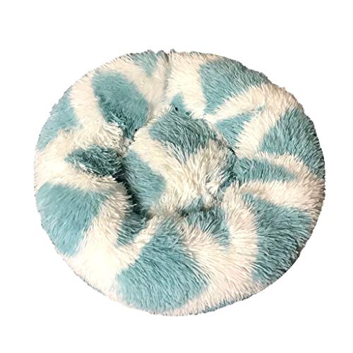 QIMANZI Rund Hundebett rund Hundesofa Flauschig Katzenbett Waschbar Hundekissen Weiches Plüsch Donut Haustierbett für Katzen Hunde (50cm, Blau)