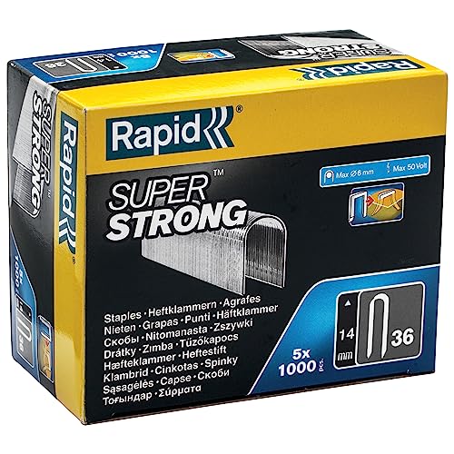 Rapid 36/14 mm Dp, verzinkt, Superstrong Pack 5 Dosen 1000 Heftklammern