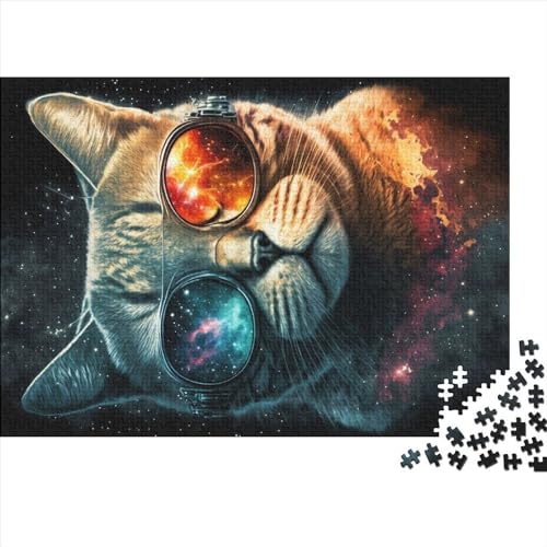 Galaxy Cat Holzpuzzle für Erwachsene, 1000 Teile, rechteckiges Puzzle, Geschenke für Erwachsene, Spiel, 1000 Teile (75 x 50 cm)