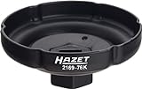 HAZET Öl-Filter-Schlüssel 2169-76K | passendes Werkzeug für verschiedene Ölfilter mit einem Durchmesser von 85 mm, Antrieb: Vierkant 12,5 mm, Abtrieb: 76 mm Rillenprofil, Made in Germany