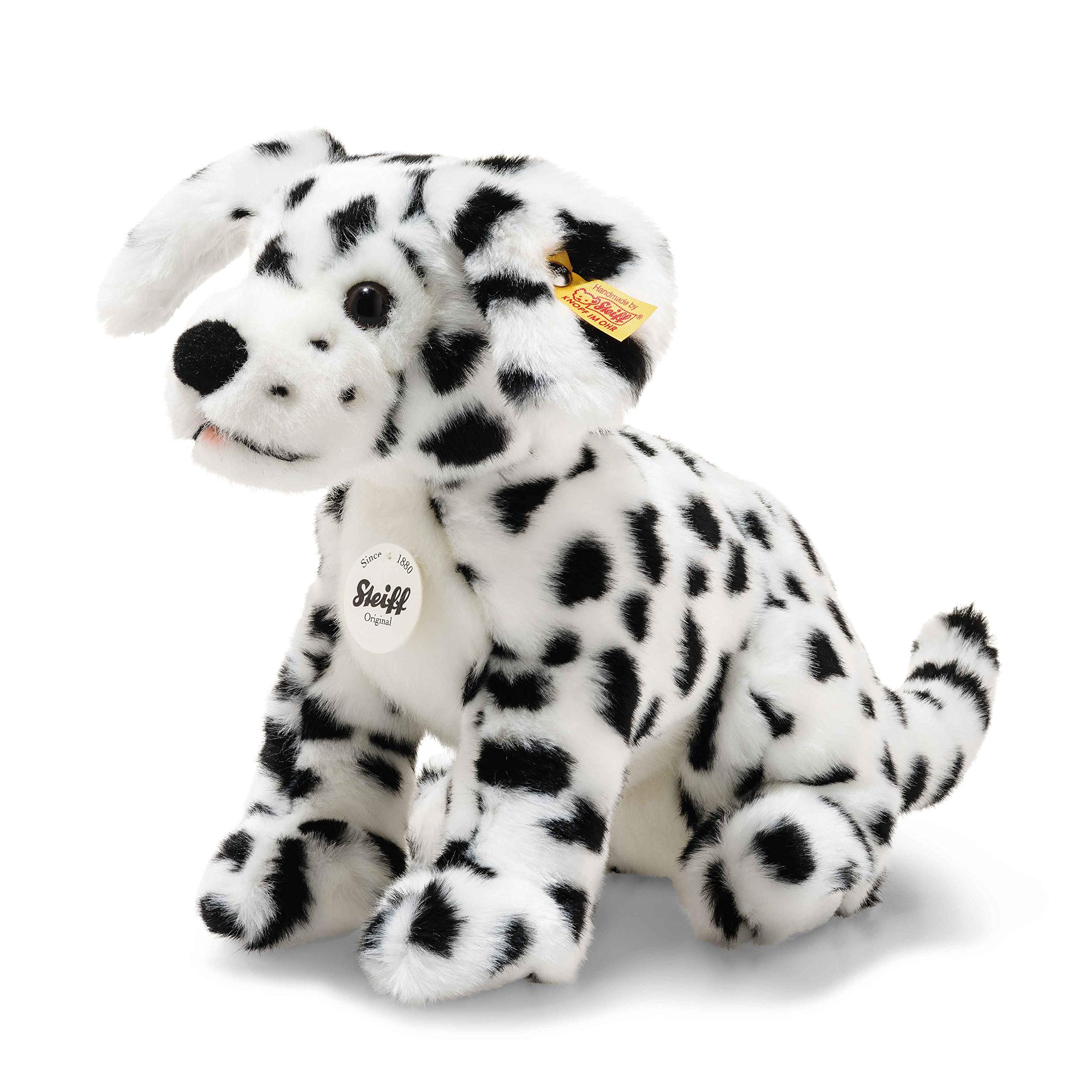 Steiff 076916 - Original Plüschtier Hund Lupi Dalmatiner, Kuscheltier ca. 26 cm, Markenplüsch Knopf im Ohr“, Schmusefreund für Babys von Geburt an, weiß/schwarz