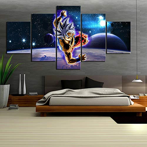 HNTHBZ Leinwand-Malerei 5 Stück Ultra-Instinct Goku Bild Dragon Ball Super Anime Poster Wandgemälde Sternenhimmel Poster Leinwand-Wand-Kunst-Leinwand-Gemälde (Size (Inch) : Size 1)