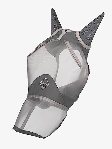 LeMieux Horse ArmourShield Pro Fliegenmaske mit weichem Bambus-Futter – UV-Schutz & atmungsaktives Netzgewebe – Grau – Größe L