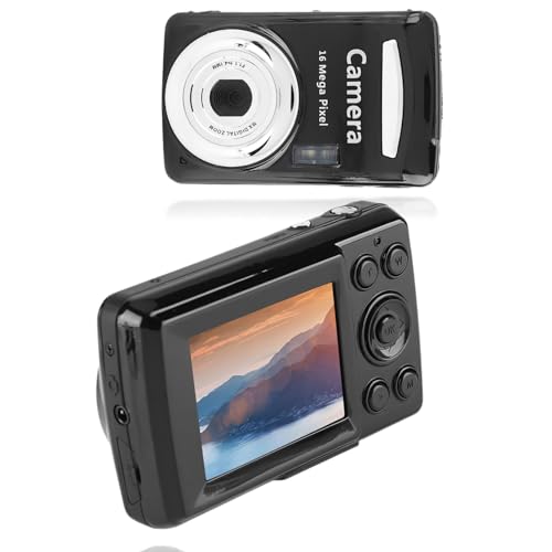 CUTULAMO Kleine Kamera, 16-Fach-Zoom-Digitalkamera 16 MP Robust und langlebig mit 2,4-Zoll-Großbildschirm für den Heimgebrauch auf Reisen(Schwarz)