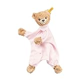 Steiff Schlaf - gut - Bär Schmusetuch - 30 cm - Teddybär mit Kleid - Kuscheltier für Babys - weich & waschbar - beige / rosa (239533), 1 Stück (1er Pack)