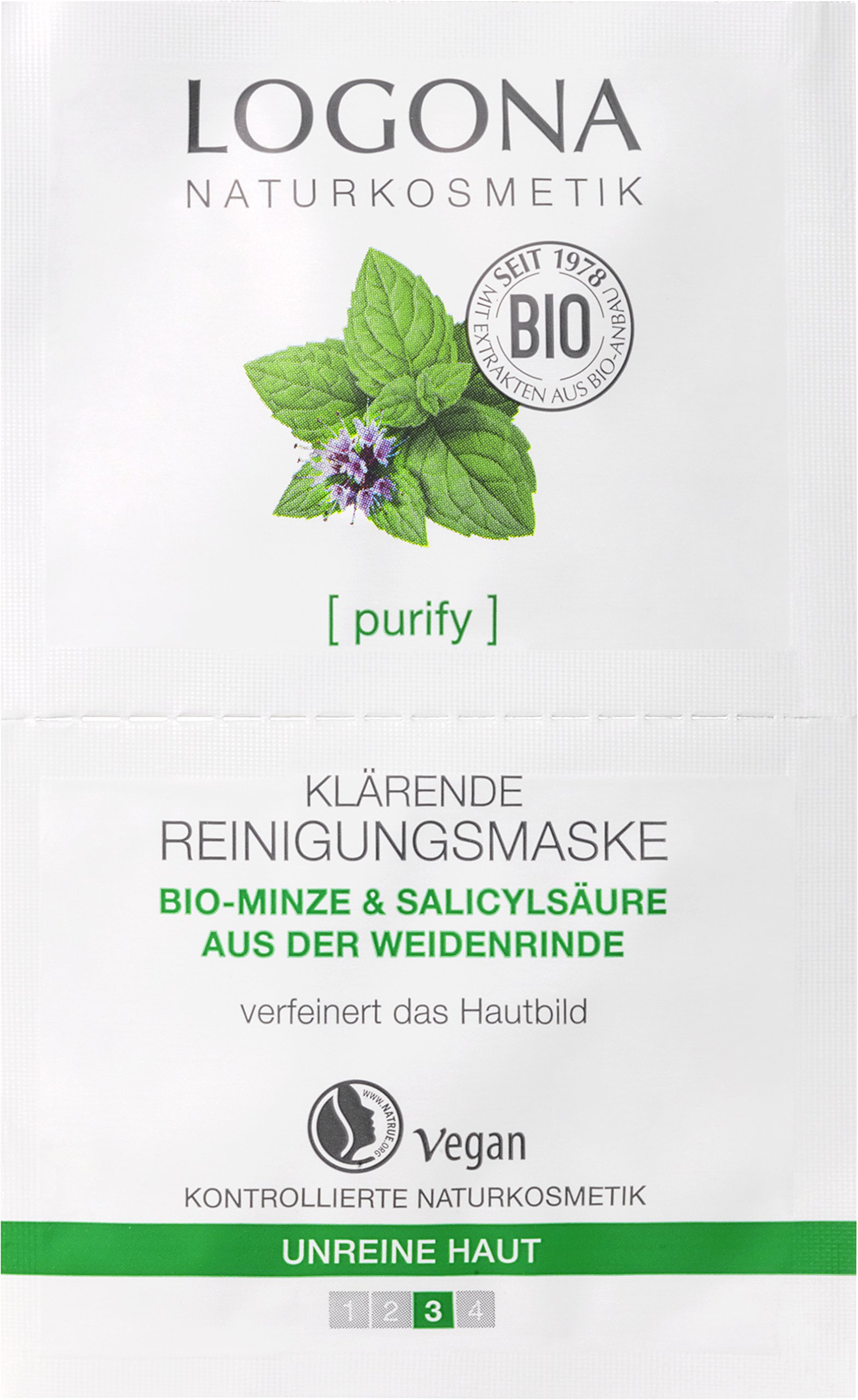 LOGONA Naturkosmetik Klärende Reinigungsmaske, Vegan, 5er Pack(5 X 15 ml)