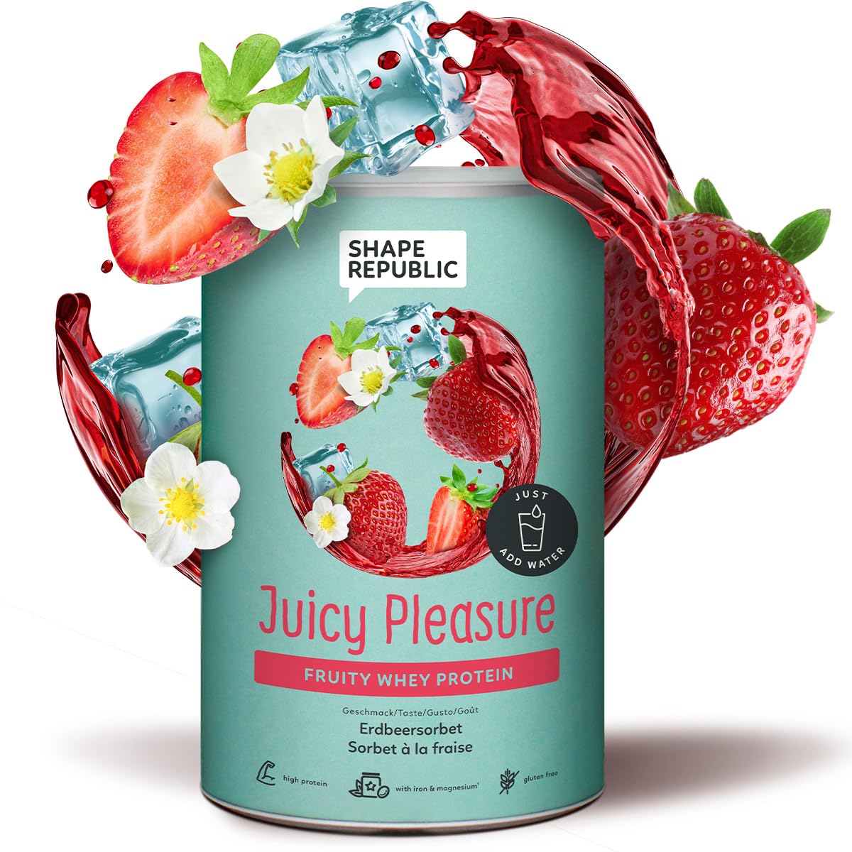 SHAPE REPUBLIC Fruity Clear Whey Proteinpulver - Protein Limo - 300g - Erdbeersorbet