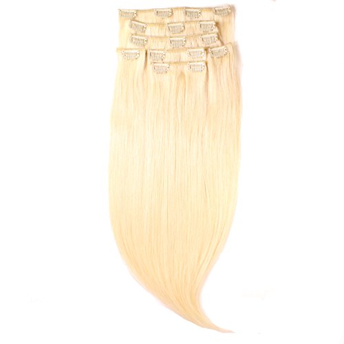 hair2heart Clip in Extensions aus Echthaar, 60cm, glatt - Farbe 22 goldblond