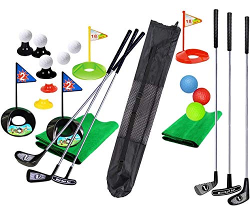 Golf-Set mit 3 Golfruten und 27 Golf-Übungs-Sets mit schwarzer Reisetasche für 1 bis 6 Jahre alte Golfer