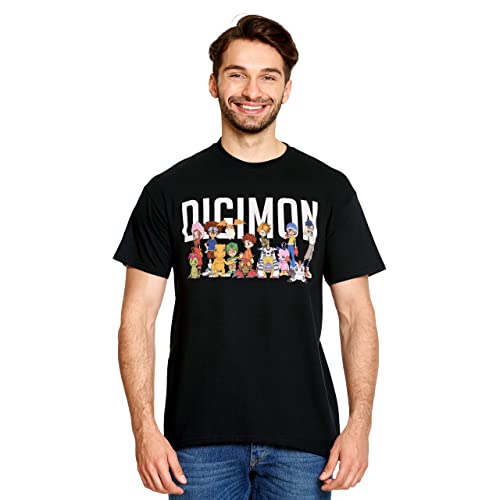 Elbenwald DigimonT-Shirt mit Charakters Frontprint für Herren Damen Unisex schwarz S