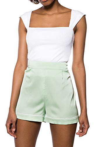 IVYREVEL Damen Contrast Hem Shorts, Grün (Pastel Green 345), W(Herstellergröße: 42)