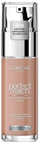 L'Oréal Paris Make up, Flüssige Foundation mit Hyaluron und Aloe Vera, Perfect Match Make-Up, Nr. 8.5.D/8.5.W Toffee, 30 ml
