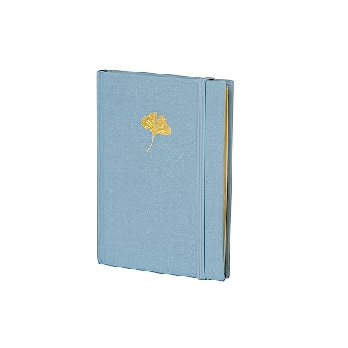 Semikolon 364151 - Notizbuch A5 Feature liniert - 288 Seiten, heraustrennbar, cremeweißes Papier – ciel blau Gingko Gold