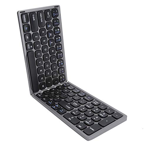 Faltbare Bluetooth Tastatur, Wireless Ultradünne Faltbare Tastatur, Fullsize Schreibmaschine mit Unabhängigem Ziffernblock, für iOS für Android für Windows Laptop Tablet Smartphone (grau)