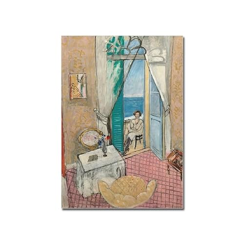 GIBOH Matisse Color Interiors Poster und Drucke, Vintage-Wandkunst, Landschaft, Leinwandgemälde, nordische ästhetische Bilder für Wohnzimmerdekoration, 50 x 70 cm x 1, ohne Rahmen