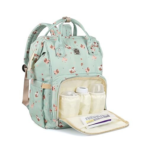 Wickeltaschen Rucksack für Mama Papa Baby Pflege Tasche Umstandswindel Baby Taschen für Jungen Mädchen Groß, Grün , Large