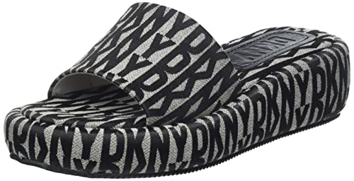 DKNY Damen Ovalia Textile Wedge Sandals, Black/Eggnog, 37 EU
