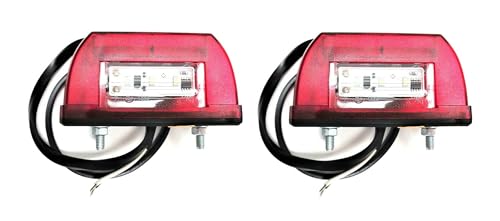 MelTruck® 2x Rot LED Kennzeichenbeleuchtung mit Positionsleuchte 12V 24V für LKW PKW Anhänger