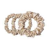 Slip Pure Silk Back to Basics Assorted Scrunchies - Blonde - 100% Pure 22 Momme Mulberry Silk Scrunchies for Women - Hair-Friendly + Luxurious Elastic Scrunchies Set (4 Scrunchies)