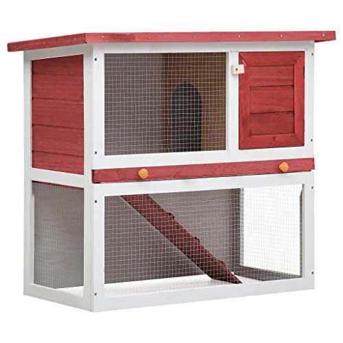 Animals & Pet Supplies – Kaninchenstall für den Außenbereich, 1 Tür, Rot