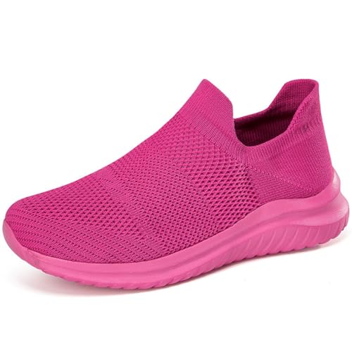 Solshine Damen Sportschuhe Mesh Laufschuhe Slip on Sneakers D307 Pink 39EU