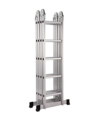 Gelenkleiter, faltbar, multifunktional, Aluminium, 4 x 5 Stufen, 5,82 m Treppe