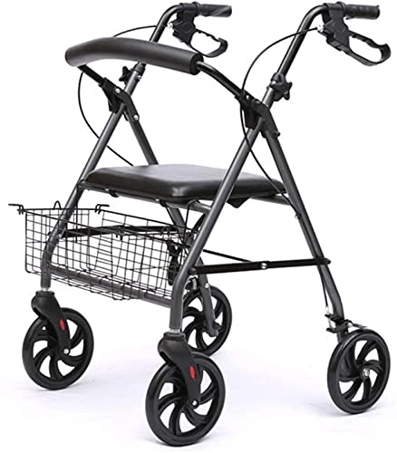 Rollator-Walker, Gehhilfe für ältere Menschen, Ultralite-Gewichts-Klapprollator mit vier Rädern und Sitz und Bremsen, nach dem Sie sich sehnen