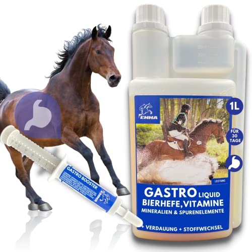 EMMA® Gastro Liquid fürs Pferd I SPARSET mit Bierhefe I prebiotisch I intakte Darmflora I Magen Darm + 1 Gastro Booster + 1 L