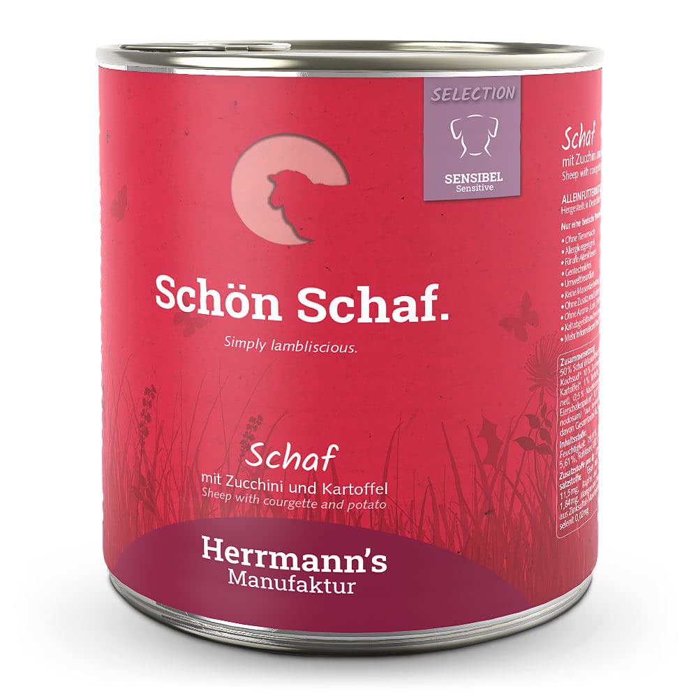 Herrmann's - Selection Sensibel Schaf mit Zucchini und Kartoffeln - 6 x 800g - Nassfutter - Hundefutter