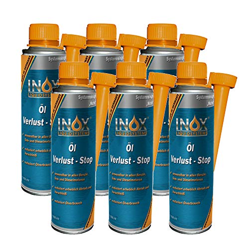 INOX® Öl Verlust Stop Additiv, 6 x 250ml - Öl-Zusatz verhindert Ölleck im Motor, für alle KFZ Motoren