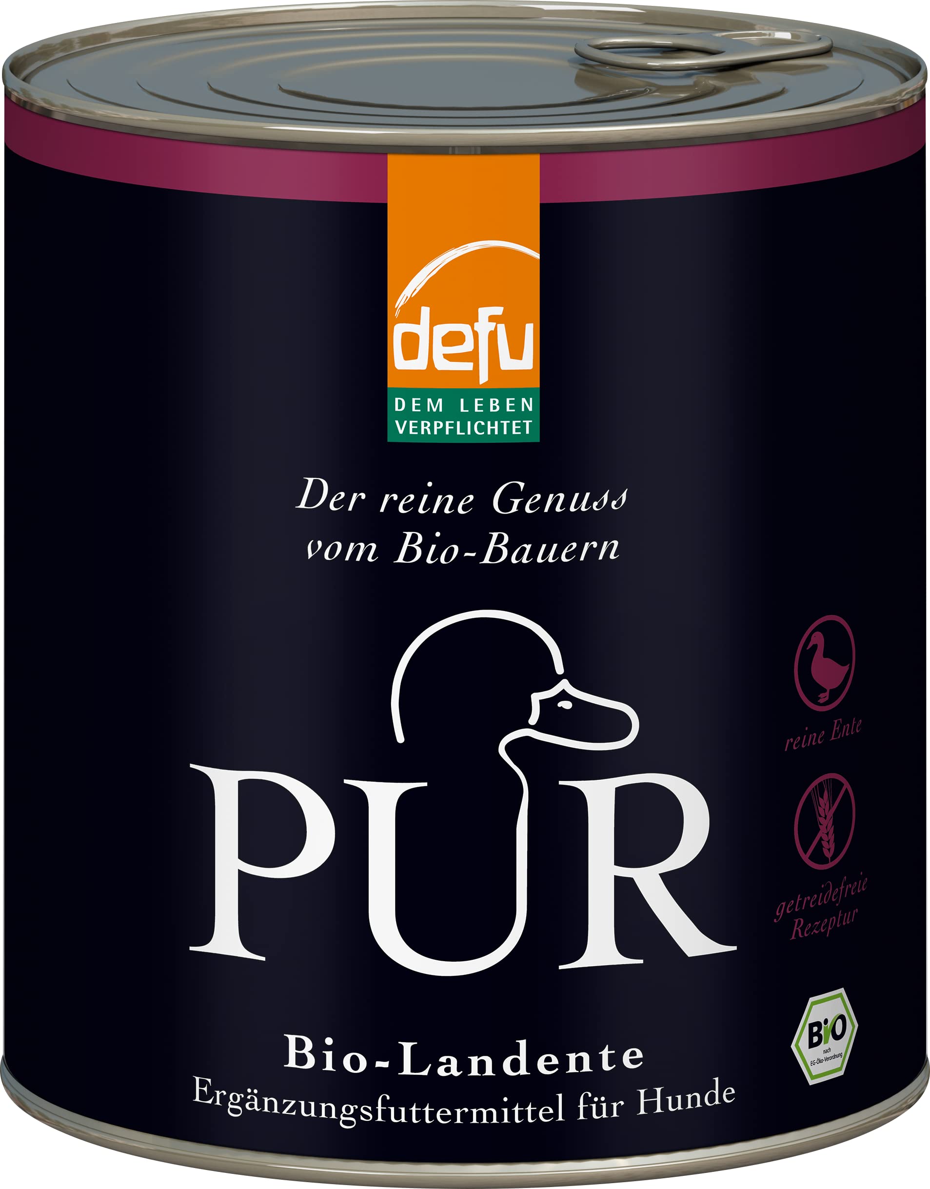 defu Hundefutter | 6 x 800 g | PUR Bio Landente | Premium Bio Nassfutter | Ergänzungsfuttermittel für Hunde
