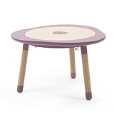 Stokke MuTable, Mauve – Multifunktionaler Kinderspieltisch – Höhenverstellbare Beine – Inklusive Vier doppelseitiger Spielscheiben, einem Puzzle und Einer Tischscheibe aus Naturholz