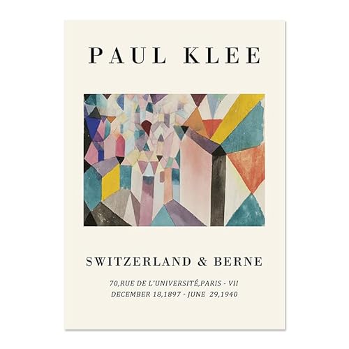 Paul Klee Poster und Drucke Mode Retro Wandkunst Moderne Leinwand Malerei Illustration Paul Klee Bilder für Zimmer Wohnkultur 50x70cmx1 Kein Rahmen