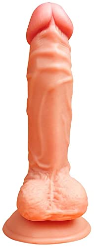 LGAFF Weibliches Masturbations-Sexspielzeug, Realistischer Penisdildo, Riesiger Analdildo, Umweltfreundliches PVC-Material, Mit Starkem Saugnapf Und Elastischen Hoden (A)