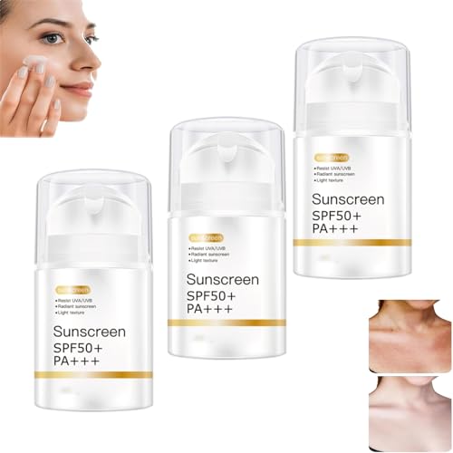 Facial Sunscreen, Broad Spectrum Face Sunscreen - Weightless Waterproof, Blends Seamlessly For Healthy Glow, Sonnenschutz für Das Gesicht, Nicht Fettende Sonnenschutzlotion für Alle Hauttypen (3PC)