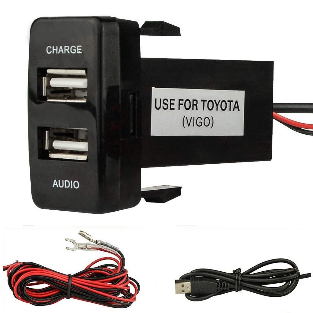 Dual Port USB Autoladegerät mit Audio Buchse USB Aufladen für Digitalkameras / mobile Geräte für Toyota