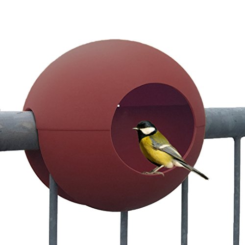 rephorm® ballcony birdball Vogel-Futterhaus für Kleinsingvögel/Ganzjahresnutzung/balkonhängend/Ø 30cm (Marsala)