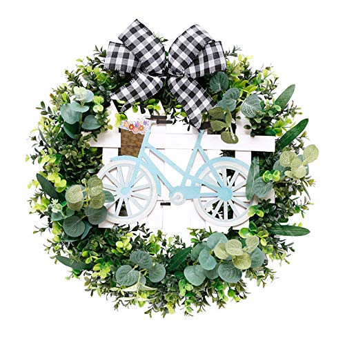 4444 Ostern Kranz mit Hase Hintern Anhänger, Osterkranz Osterei Dekorative Künstliche Blumen Kränze Girlande Wandkranz Türkranz Osterdeko für Hochzeit Tür Wand Fenster Frühling Deko, 55x40cm