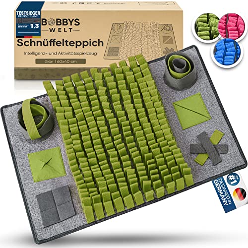 BOBBYS WELT® {TESTSIEGER} Schnüffelteppich für Hunde [DAS ORIGINAL] + GRATIS EBOOK - Interaktives bissfestes Hundespielzeug - Intelligenzspielzeug zur Förderung und Auslastung - Denkspielzeug