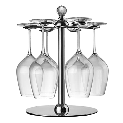 PooBa Weinglasregal, Metall-Arbeitsplatten-Weinglashalter mit Scrollwork-Design, freistehendes Tisch-Stielglas-Aufbewahrungsregal for Schrankküche oder Bar mit 6 Haken