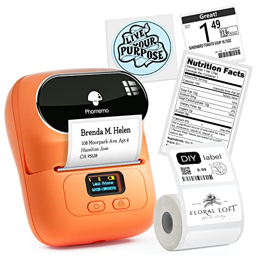 Phomemo M110 Bluetooth Tragbarer Etikettendrucker für iOS and Android Smartphone Etikettiergerät Etikettiermaschine Barcodedrucker Beschriftungsgerät für Selbstklebende Etiketten Aufkleber
