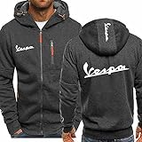 ZWW Herren-Hoodie-Sweatshirt Für Vespa Printing Frühling Und Herbst Freizeitmantel Sports Hoody Cardigan-Dark Grey||XL