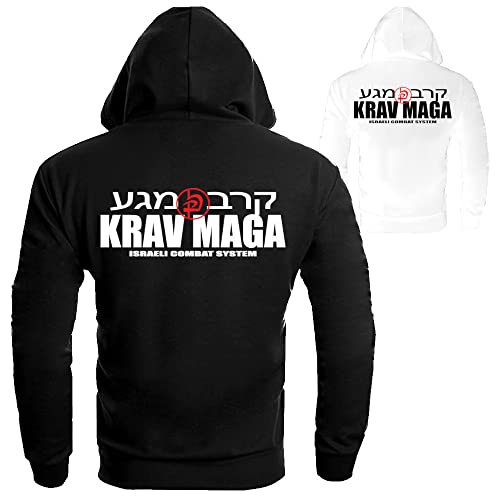 Dynamix Athletics Hoodie Krav MAGA Combat - Kampfsport Selbstverteidung Kapuzenpullover Sweater Sweatshirt mit Kapuze für Herren (as3, Alpha, xx_l, Regular, Regular, Schwarz)