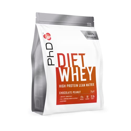 PhD Nutrition Diet Whey Proteinpulver mageres Molkenprotein Eiweiβpulver zuckerarm - Schokolade Erdnuss 2 kg (80 Portionen)