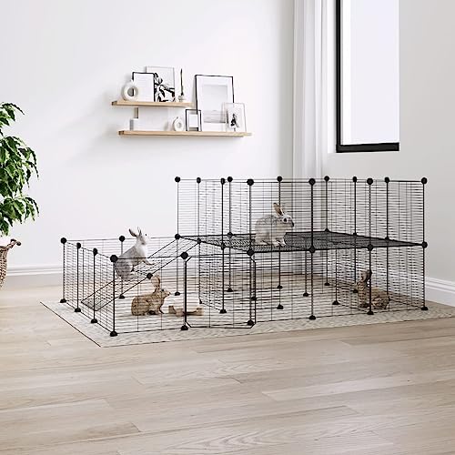 Tier- und Haustierbedarf mit 44 Paneelen für Haustiere, mit Tür, Stahl, 35 x 35 cm, Schwarz