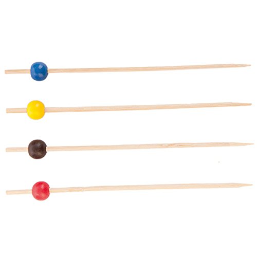 Bambus-Fingerfoodspieße mit bunten Kugeln, Party-Spieße, Einweg-Käse-Picker, Bio-Partypicker, geschmacksneutral, 15 cm