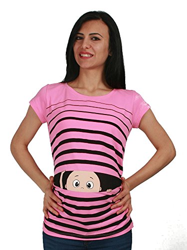 Witzige süße Umstandsmode T-Shirt mit Motiv Schwangerschaft Geschenk - Kurzarm (S, Rosa)