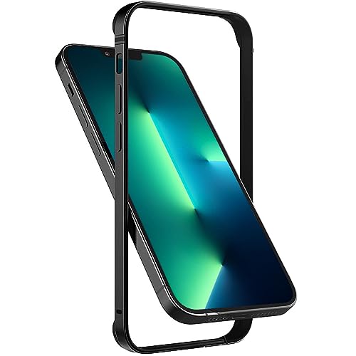 Arktis Hülle kompatibel mit iPhone 15 Plus, AirZero Alu Bumper Rahmen - kabelloses Laden möglich Aluminium ultradünn federleicht (Schwarz)