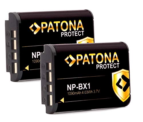 PATONA Protect V1 (2X) NP-BX1 Akku - kompatibel mit Sony Vlog ZV-1 DSC HX90 HX95 HX99 RX100 WX350 HX400V HDR AS100V FDR X1000 X3000
