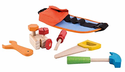 INTERHOME Holz-Werkzeuggürtel für Kinder mit passendem Werkzeug 9 teilig